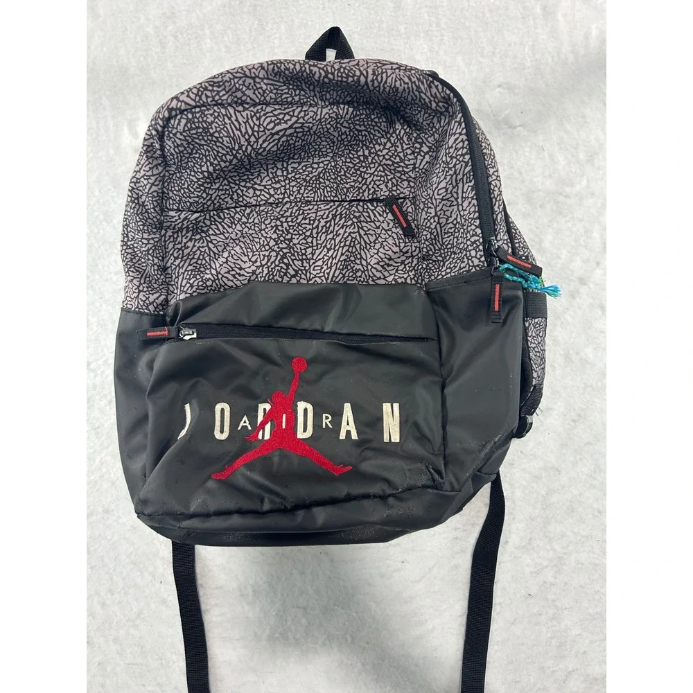 Jordan Elephant Print Backpack Black Grey Red Jumpman School Bag 617784-3591
